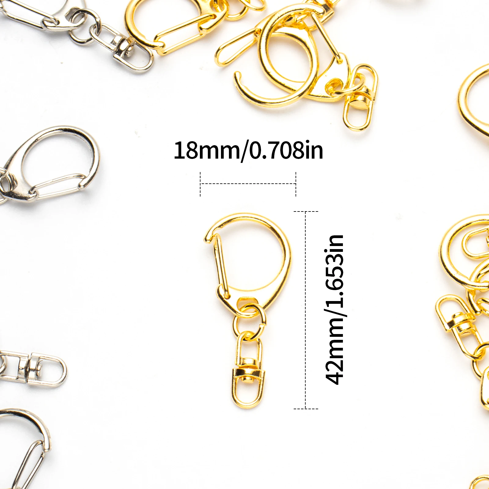 5pcs D Snap Hook Keychain Rings Bulk with Open Jump Ring & Connector for Keychain and Sewing Making Supplies DIY view 2