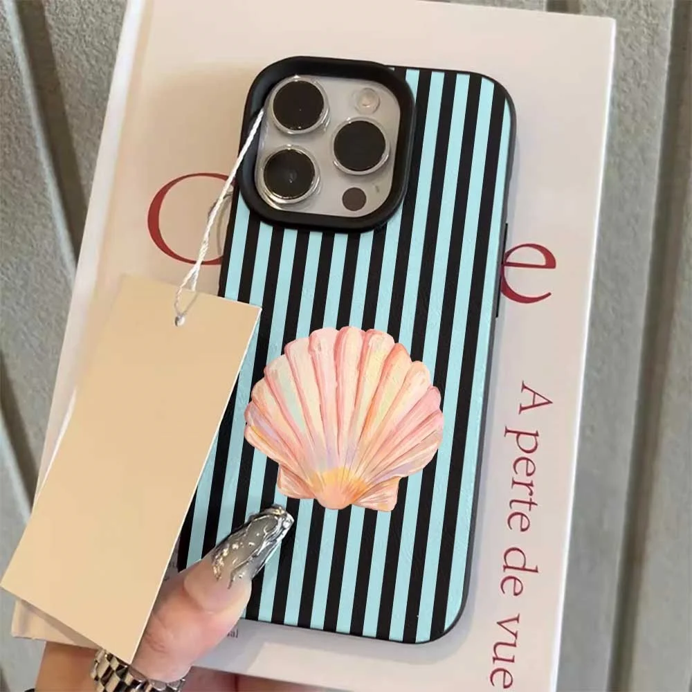 Minimalistische Bunte Muschel-Linien Handyhülle für iPhone 17 16 15 14 13 12 11 Pro Max 16 15 Plus XR Silikon Matt Stoßfeste Hülle – Detail 8