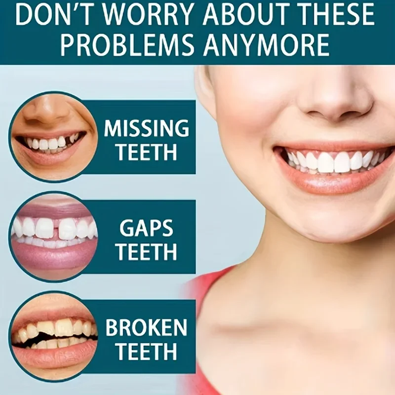 أسنان بيضاء - أسنان علوية وسفلية قابلة للتعديل للرجال والنساء، مقاس مريح وابتسامة طبيعية