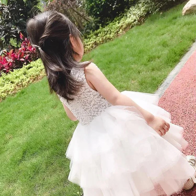 Saia de tule infantil, vestido princesa da menina, vestido de dança infantil, branco, casamento, verão, 2024