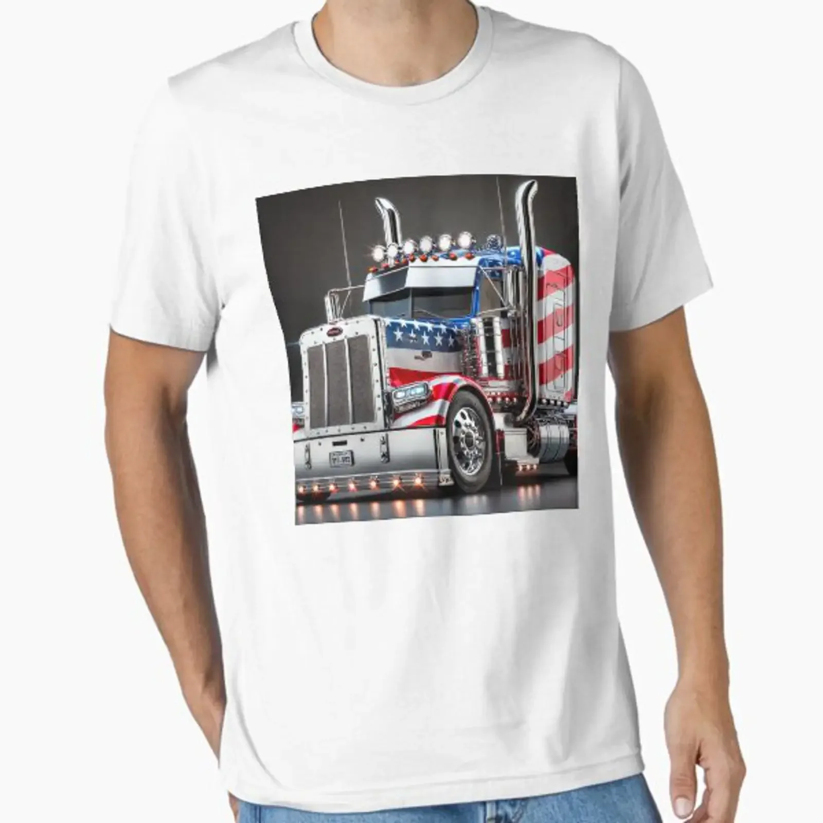 A Peterbilt 789 semi truck with sleeper designed and sold by MKCreations2025 vintage Washed homme Breathable Comfortable
