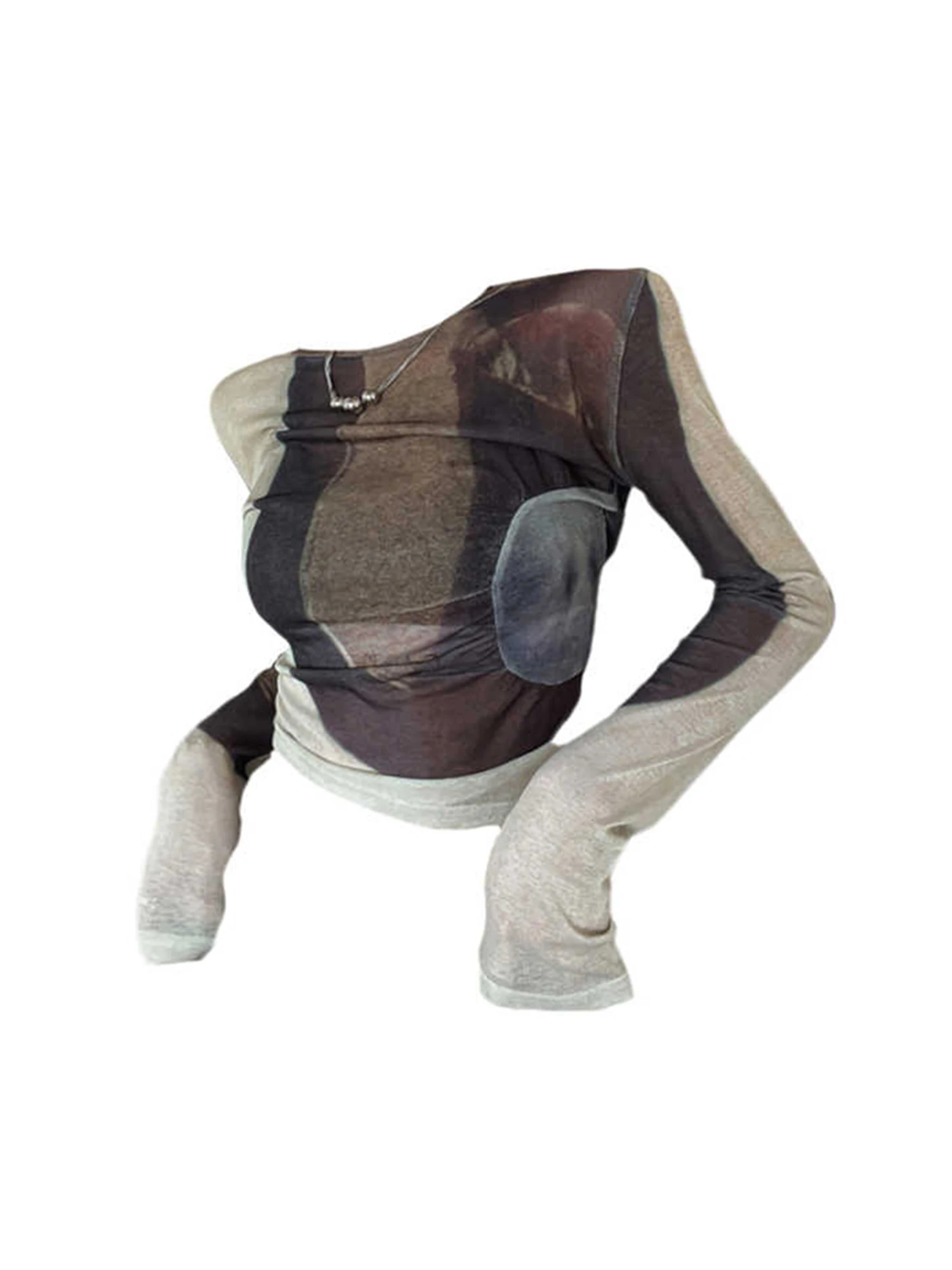 

Женская узкая футболка Y2k Gyaru, футболка, винтажный топ 90-х годов, эстетические футболки с длинными рукавами и круглым вырезом, окрашенные в галстук, модная одежда эмо 2000-х годов, 2025