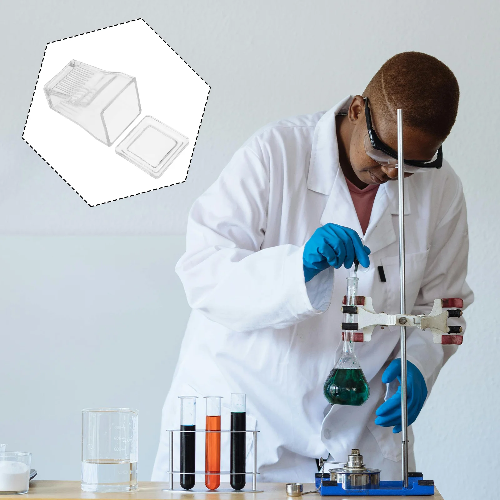 

Glass Slide Staining Jar 9-Slides Clear Transparent Laboratory Microscope Slide Storage Glass Specimen Container