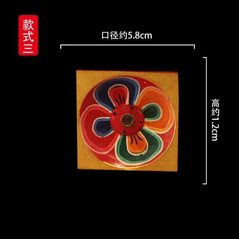 Nepalese Han-painted Lotus Incense Holder Wooden Octagonal Incense Stand For Stick Cone Incense Home Meditation Table Decor
