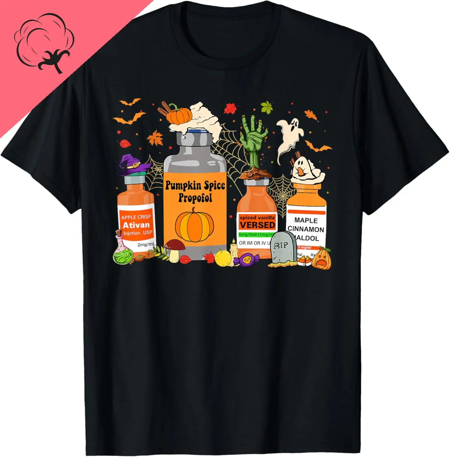 Pumpkin Spice Propofol Ativan Versed Haldol Halloween Nurse T-Shirt Cotton Unisex Summer Streetwear Tops Mens T Shirt Camiseta