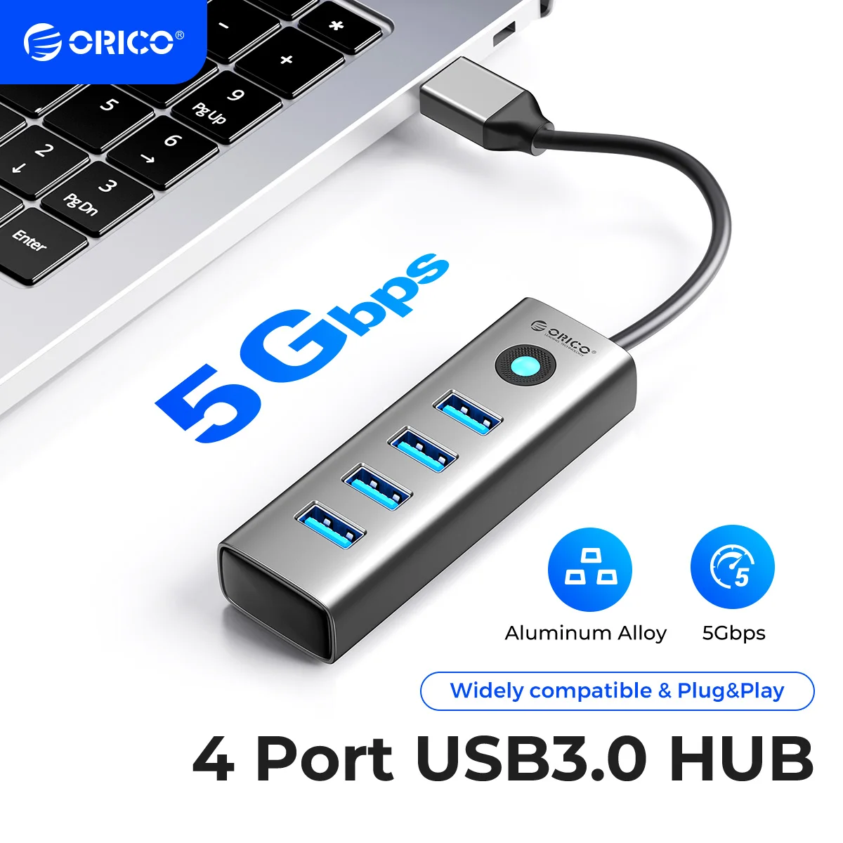 

ORICO 4-портовый концентратор USB 3,0 из алюминиевого сплава разъем и игровой мини-концентратор/usb-разветвитель 4 порта 5 Гбит/с Высокоскоростная передача данных