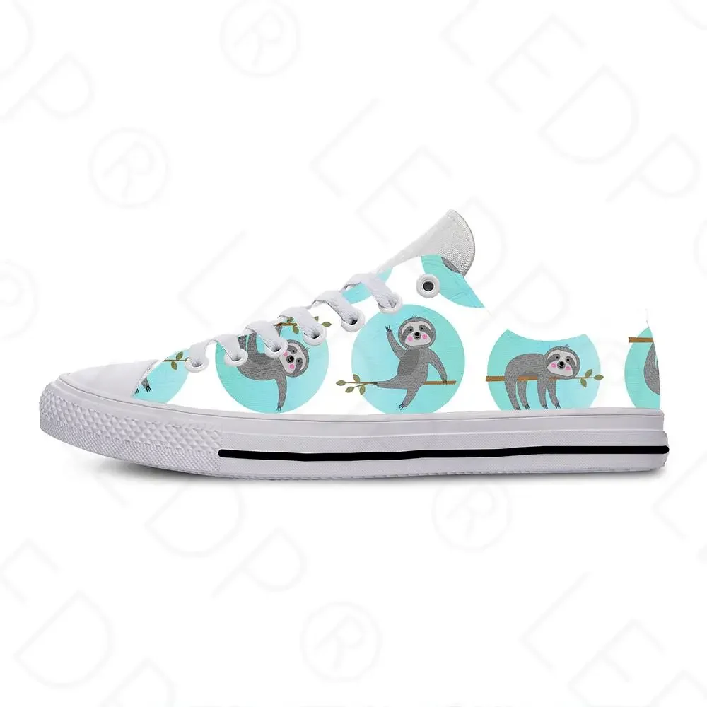 Sloth Pattern Cartoon Anime Funny Cute Fashion Casual Cloth Shoes Low Top Lightweight Breathable 3D Print Men women Sneakers