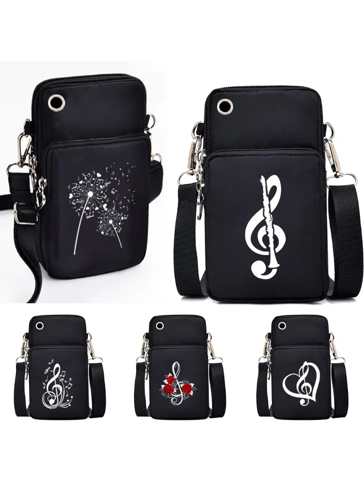 Mini torba na telefon komórkowy kobiety symbole muzyczne torba wisząca torebka na monety na szyję pionowa torebka moda mała torba typu Crossbody — zdjęcie 2