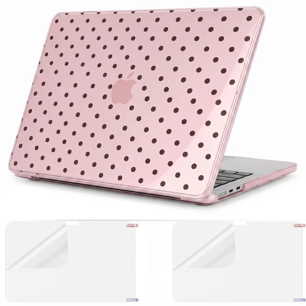 Pink Polka Dot for MacBook Neo Case 13-inch 2026 A3404 A18 Pro chip, ultra-clear crystal hard case School Season Screen Film*2V