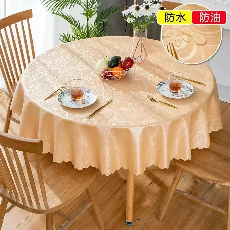 

Non-washing waterproof oil-proof table cloth hot insulation Hotel Pu Big Round Tablecloth skyblue