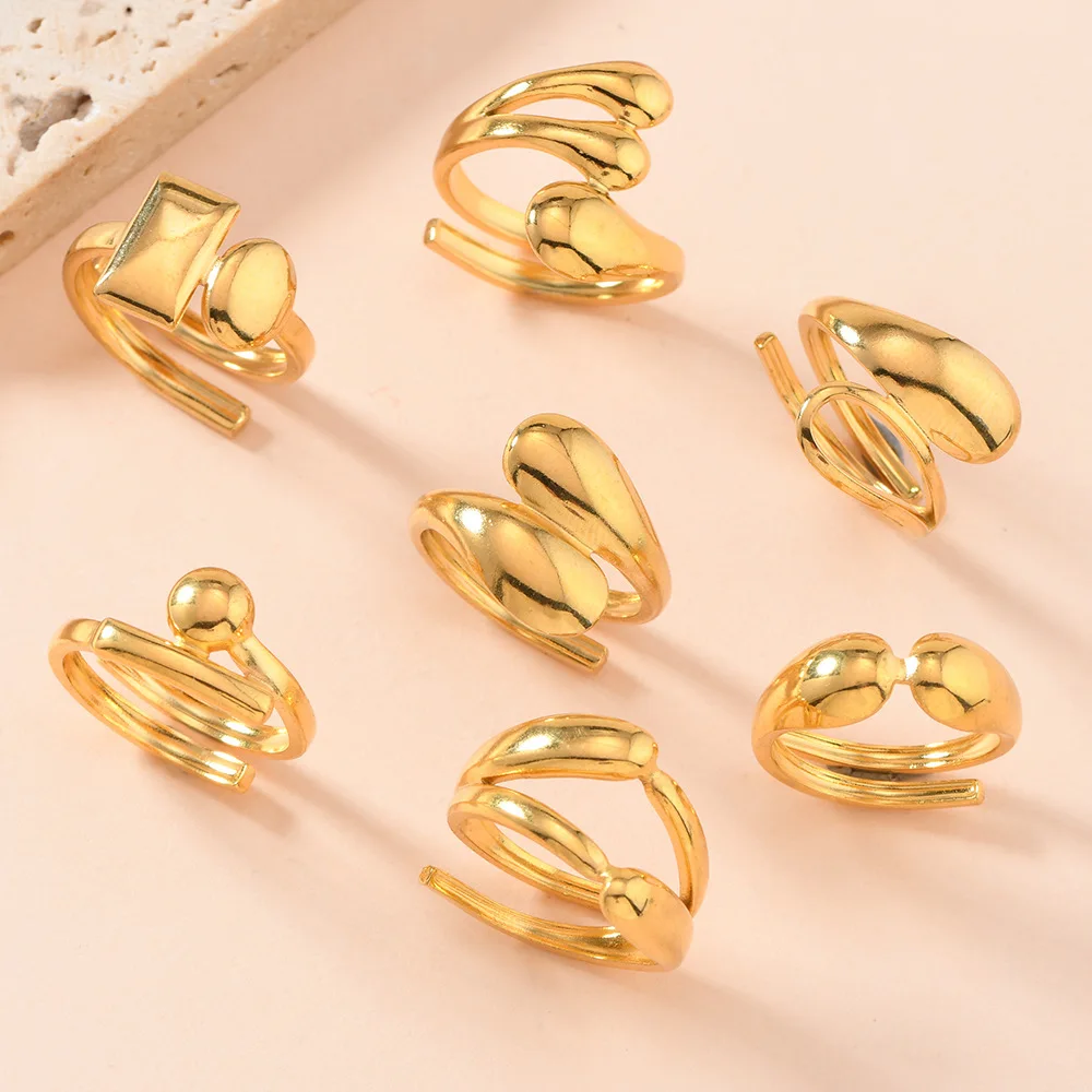 

Simple Style Stainless Steel Ring For Women High quality Geometric Adjustable Finger Fashion Jewelry Accessories