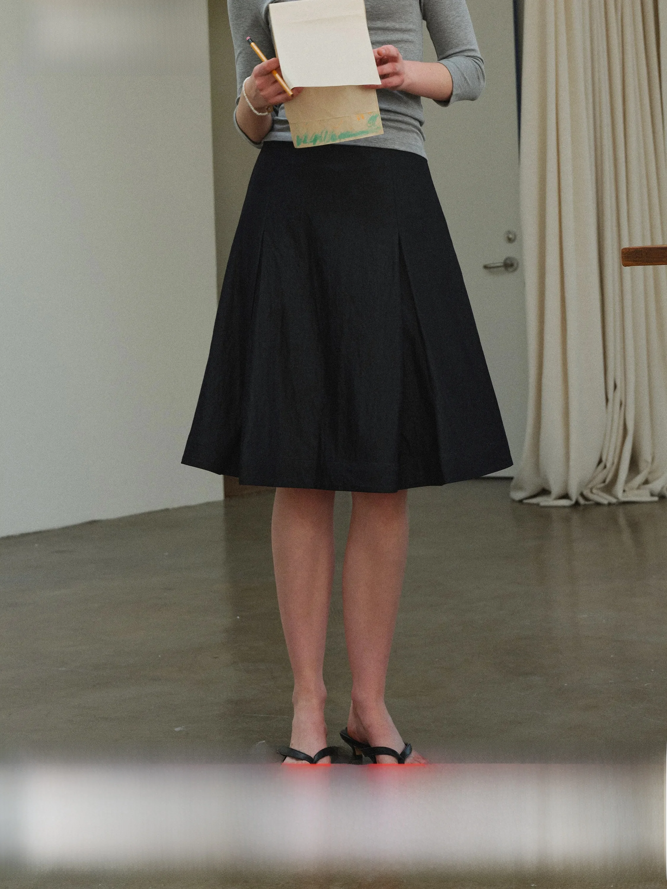

Comfortable A-Line Skirt Women's Summer Thin Style Foldable Denim Color Block Half-length Skirts Xumooxii Brand
