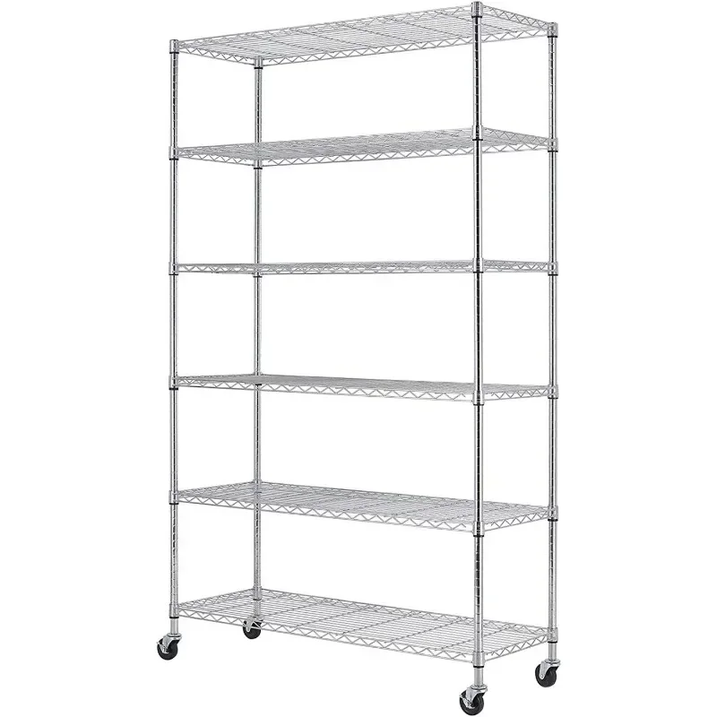 Shelving Unit with Wheels Steel Heavy Duty Layer Rack Storage Metal Shelf Garage Organizer