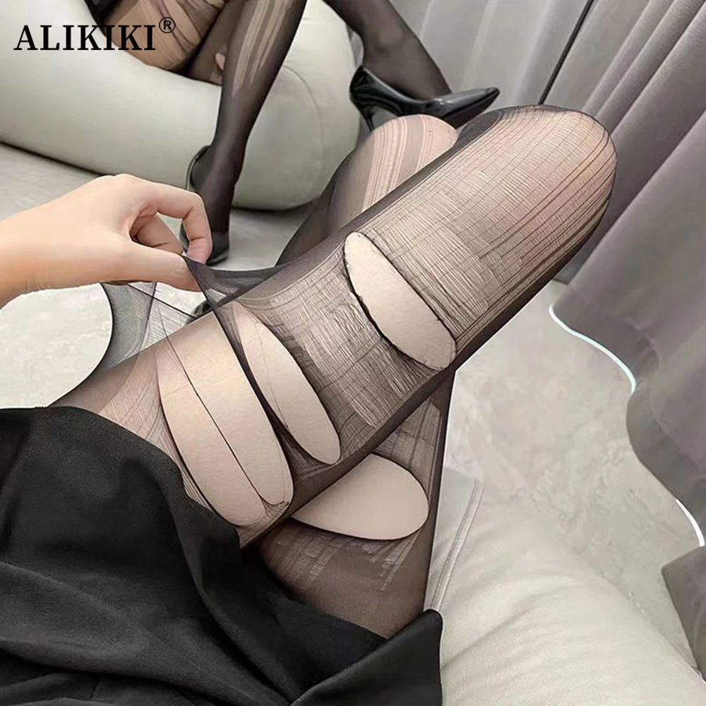 

5 Pairs Black Ripped Tights Disposable Ripped Stockings for Women Gothic Leggings Grunge Pantyhose Hollow Out Mesh Hosiery