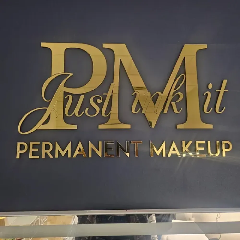 Custom Gold Mirror Solid 3D Stainless Steel Letters Business Logo Sign For Nail Salon Spa Med Clinic Beauty Bar Boutique Office
