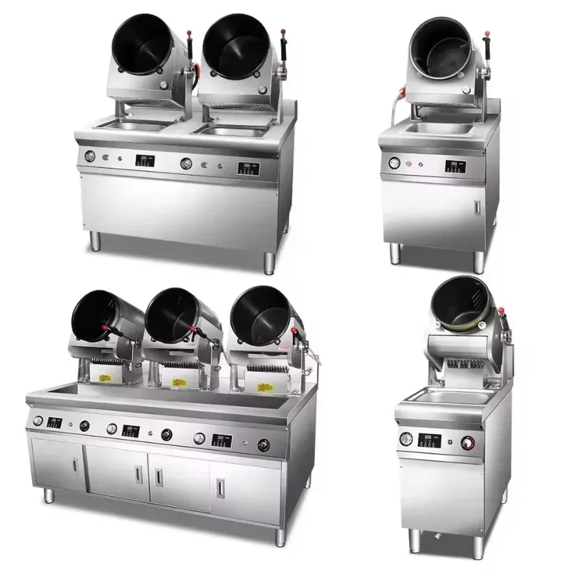 Customized 110V/220V Gas Drum Rotary Automatic Cooking Machine For Fried Rice Noodles Stir Fry Wok Rotation Heating