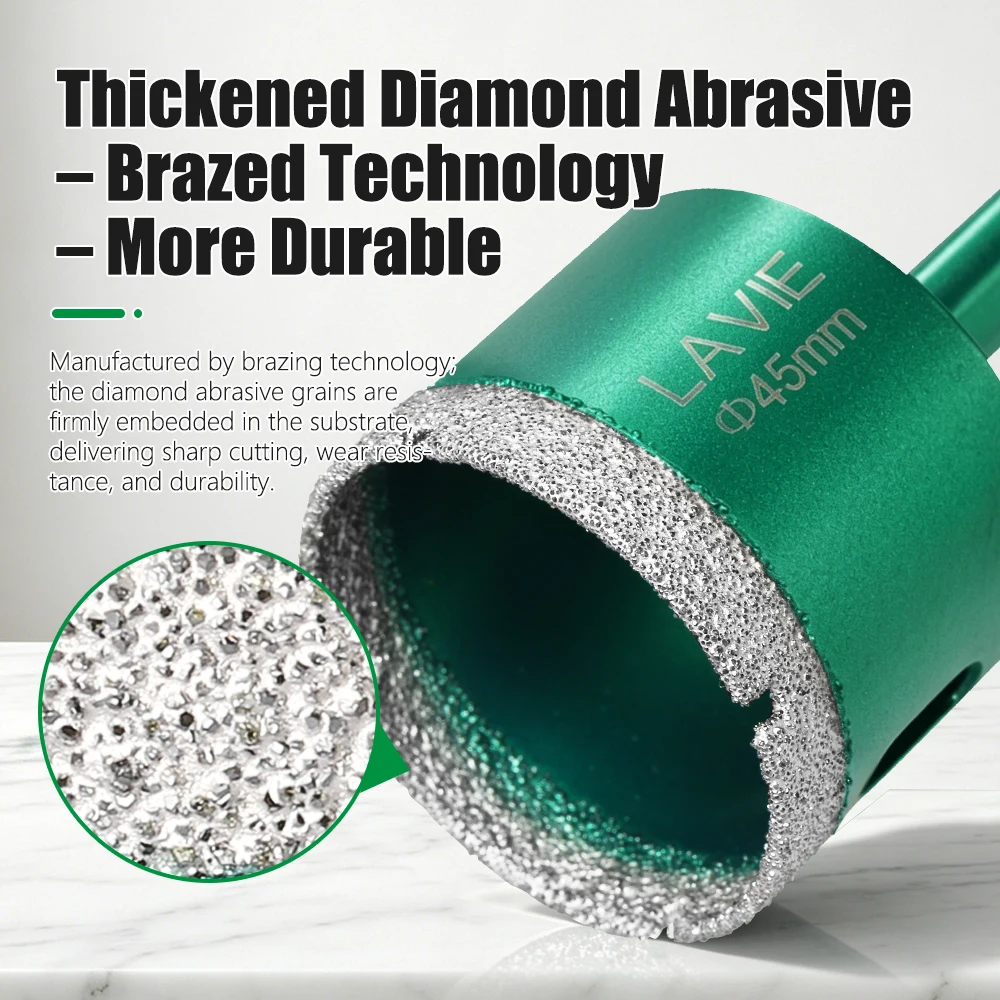 AURWOF Brazed Diamond Hole Saw 18-35mm Triangle Shank Tile Drill Bit Set For Glass Marble Ceramic Porcelain Cutter AD0102