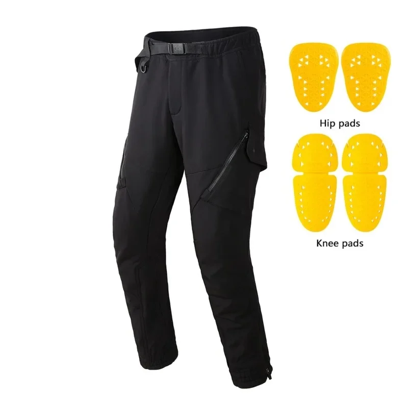 Men's Winter Motorcycle Cargo Riding Pants Windproof Warm Padded Waterproof Trousers CE Level 2 Knee Hip Protective Armor Items