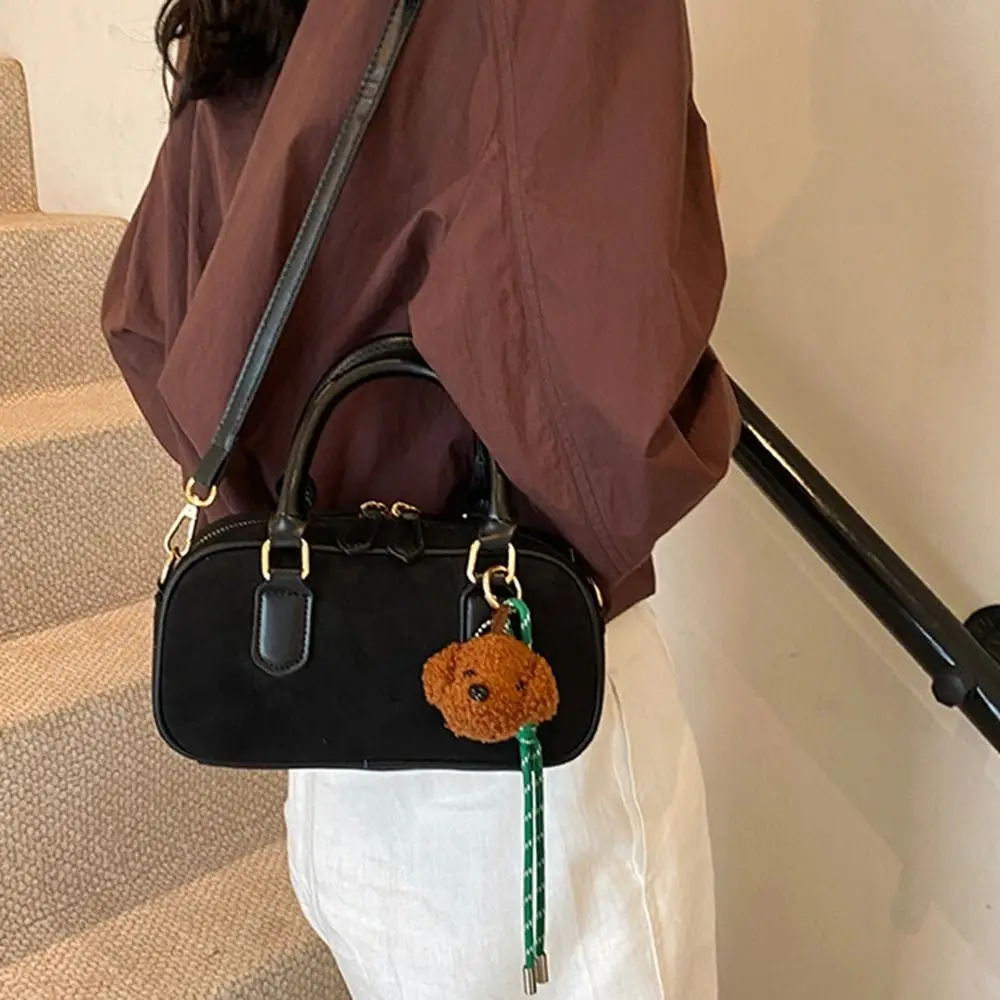 

Ins PU Leather PU Bowling Bag Handbag Solid Color Boston Bag Korean Style Large Capacity Shoulder Bag Outdoor