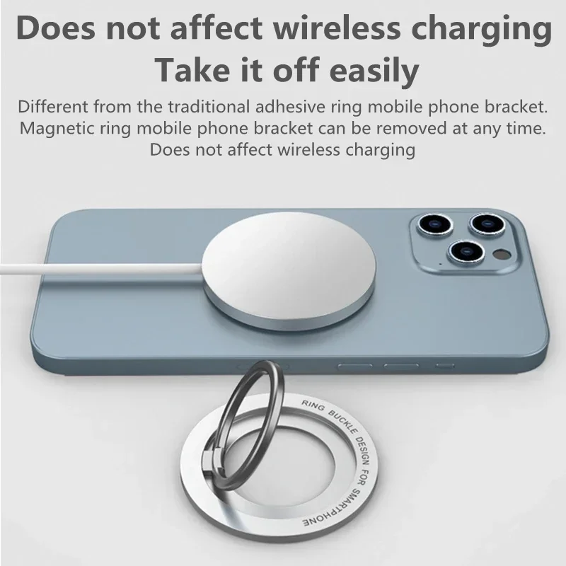 Magnetic Mount Magsafe Finger Ring Holder Ultra-thin Magnetic Phone Stand for Iphone 14 13 12 Pro Max Smartphone Bracket