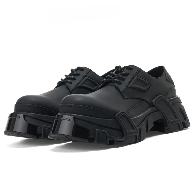 

Derby Shoes for Men's Blade Design Height Increasing Shoes Genuine Leather Comfortable Breathable Trend Black Leather Shoes Male