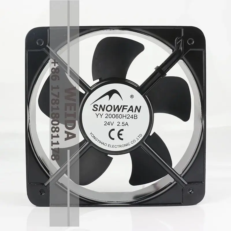 

SNOWFAN 12 В 48 В постоянного тока 24 В 2,5 А AC EC 20060 200X200X60 мм 20 см шкаф с шарикоподшипником высокой ветровой мощности двухпроводной YY20060H24B охлаждающий вентилятор