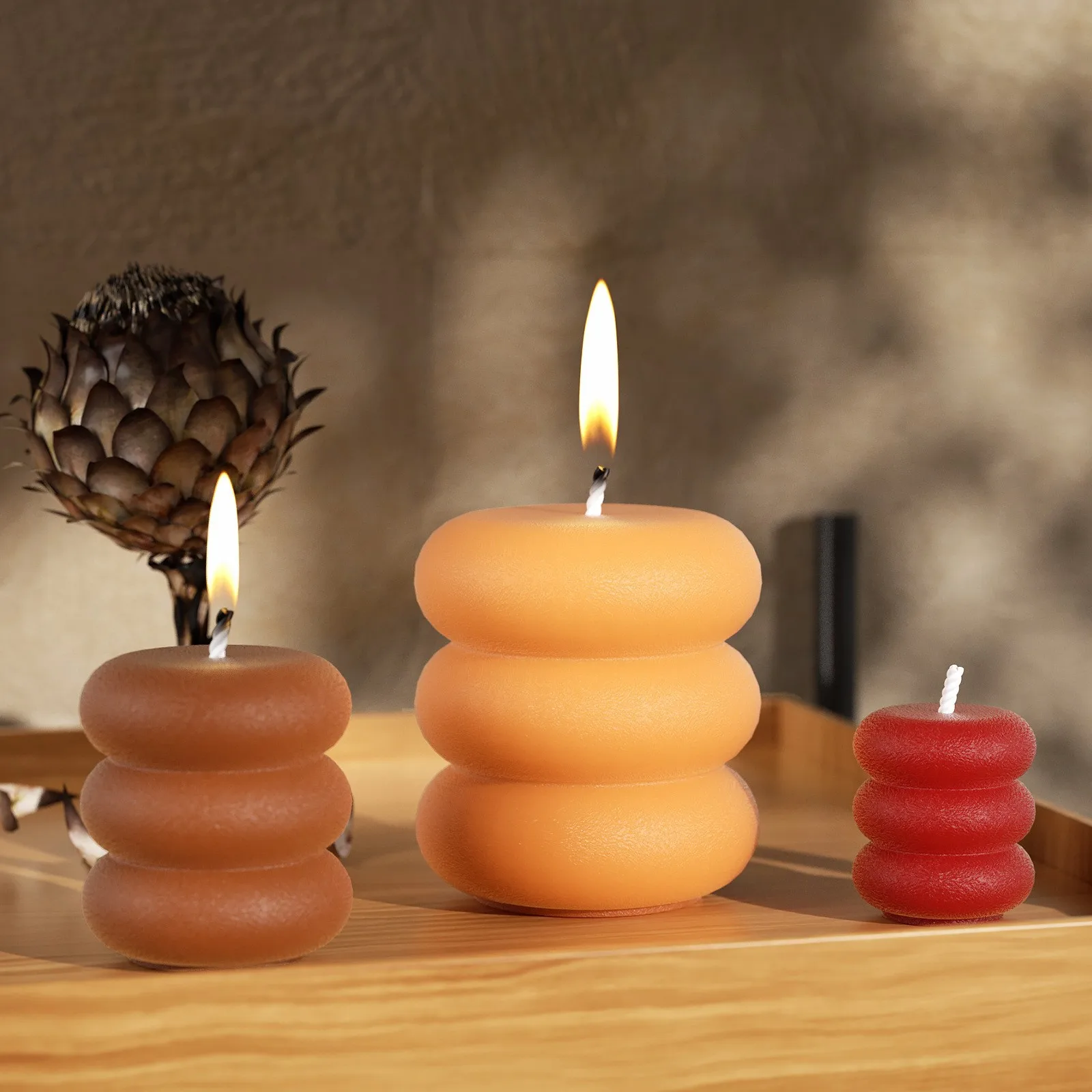 Casual Stacked Circle Cylindrical Scented Candle Silicone Mold Glue DIY Three-Layer Donut Plaster Ornament