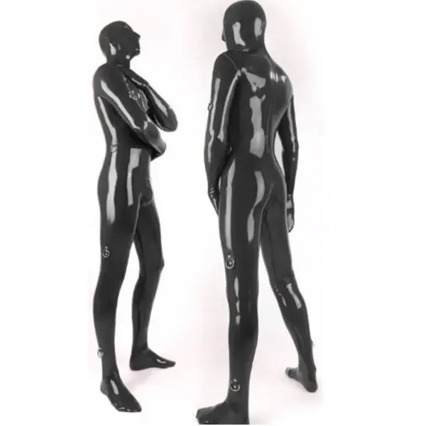 

New Style Rubber Mask Men Pure Black Handsome Racing Suit With Gloves and Socks Size XS-XXL