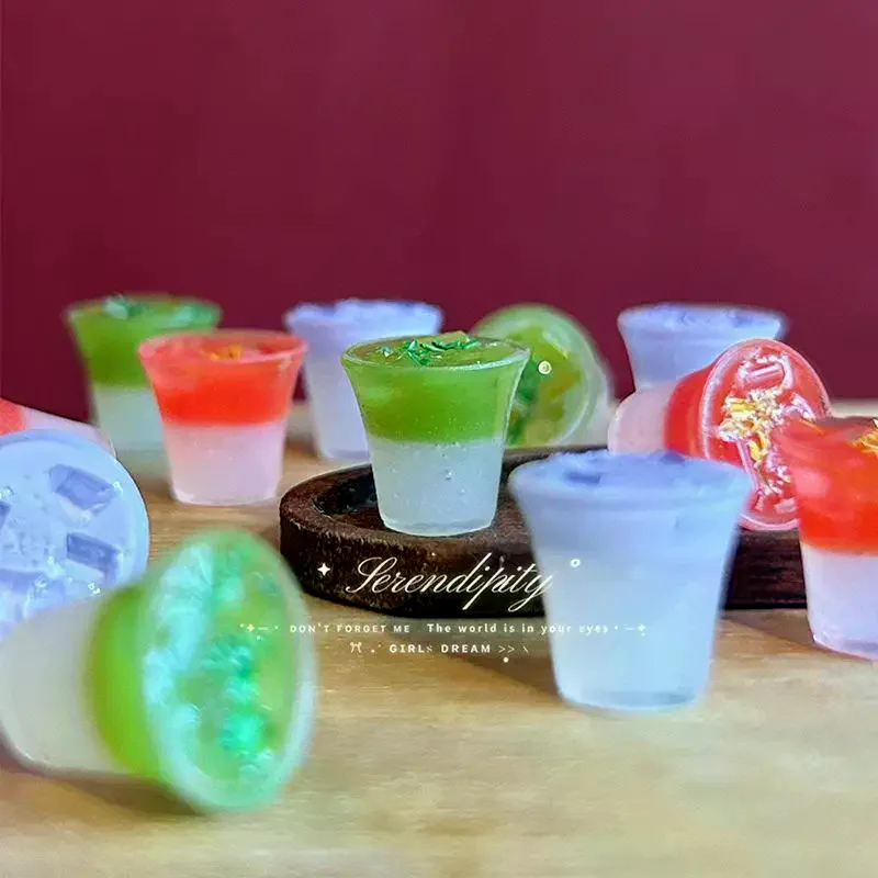 2 stuks miniatuur desserttafel drankdisplay model poppenhuis mini kokoswater serie gearomatiseerde dranken poppenhuisaccessoires