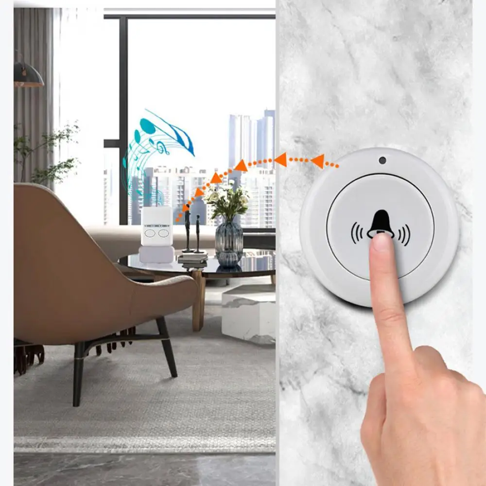 

Smart Wireless Music Doorbell Welcome Door Bell 433MHz RF Remote Control USB Receiver SOS Emergent Call Home Office Call Bell