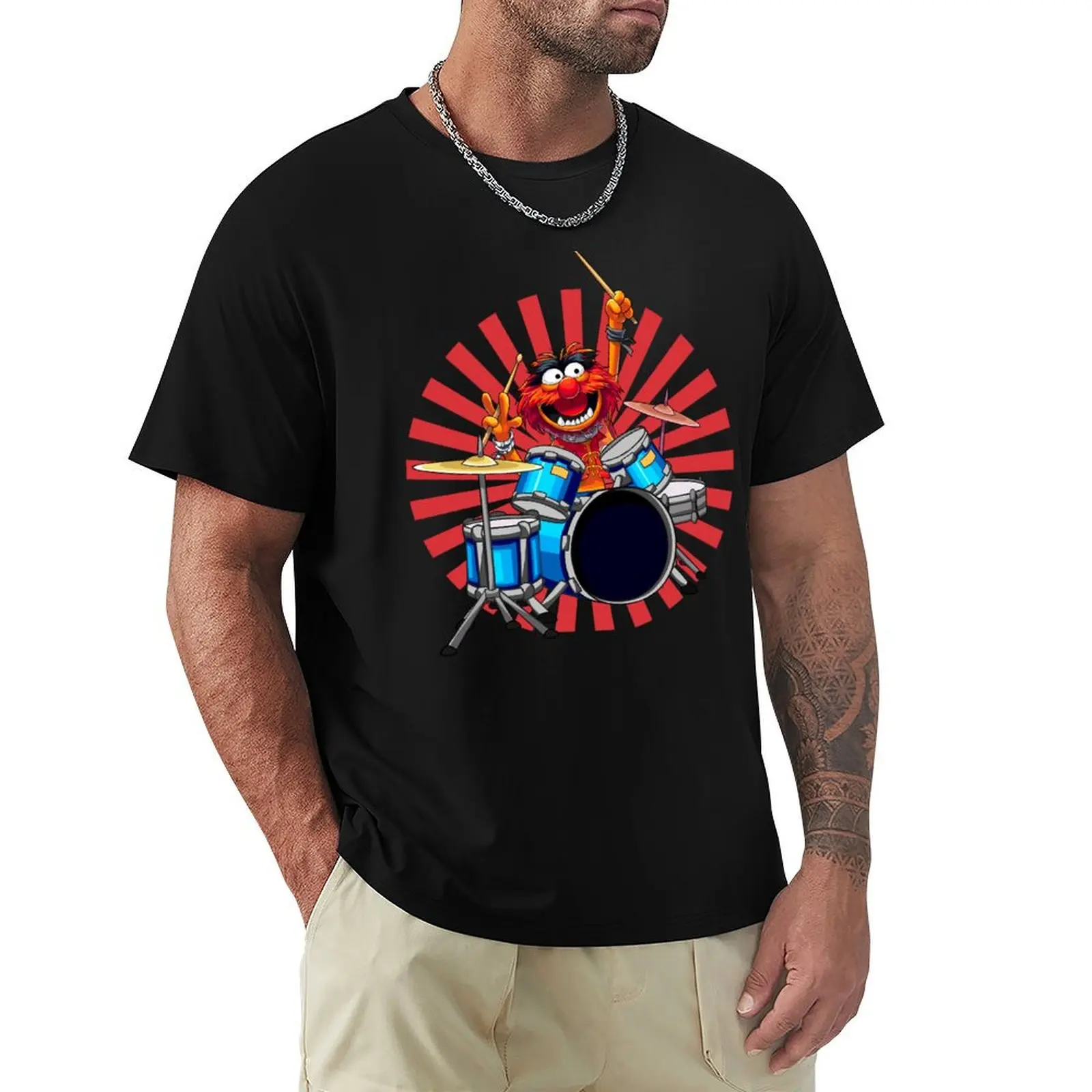 

Animal Drummer T-Shirt kawaii clothes sports fans plus size men clothing