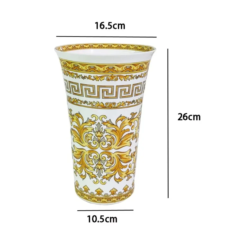 Ceramic vase big mouth creative yellow vase glazed vase flower arrangement