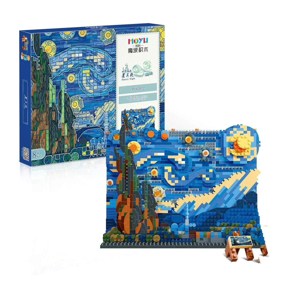 Creative Art Van Gogh Paintings The Starry Night MOC The Great Wave of Kanagawa Micro Building Blocks Education Toys Kids Gifts