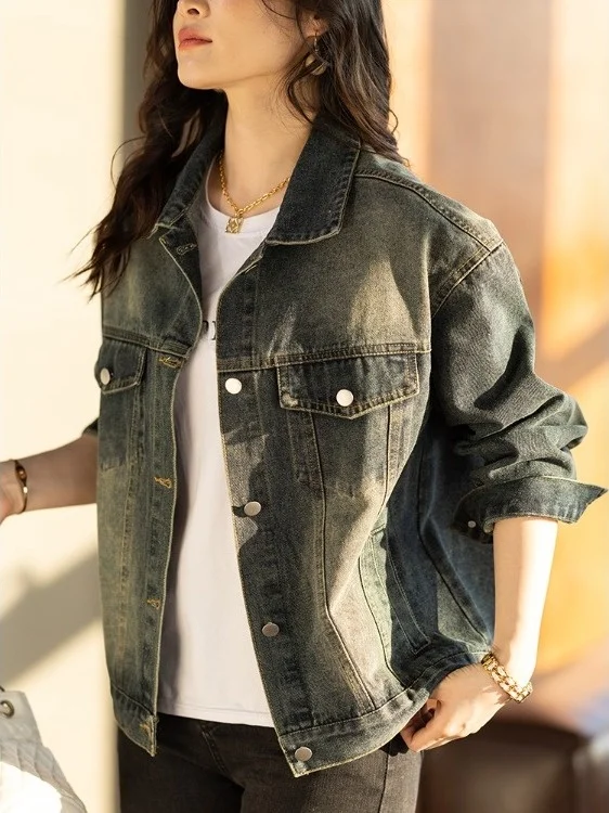 

Faionable ort Denim Jaet, женская рубашка, осень 2023, новые европейские товары, роскошные сенсационные повседневные свободные длинные све