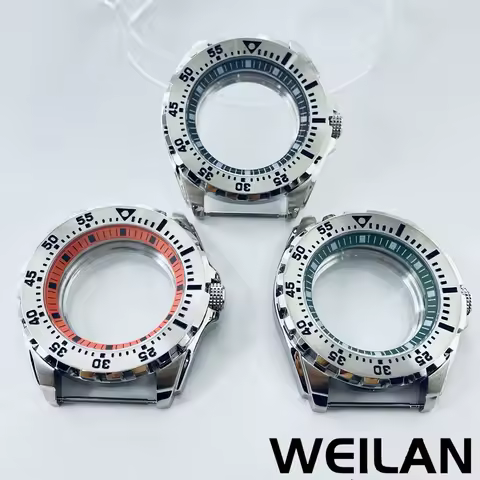 44mm Silver Stainless Steel Watch Case Black Blue Green Chapter Ring Fit NH34 NH35 NH36 NH38 NH39 NH70 N Movement