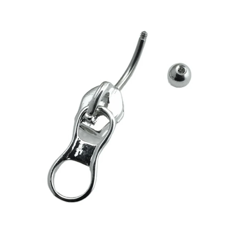 Hot Punk Belly Button Rings Stainless Steel Navel Nail Creative Zipper Navel Ring For Women Girls Body Piercing Jewelry Gifts