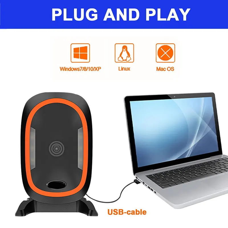 2D QR Barcode Scanner Image Platform Desktop Scanner 1D 2D QR code Reader USB Omnidirectional Scanning Device