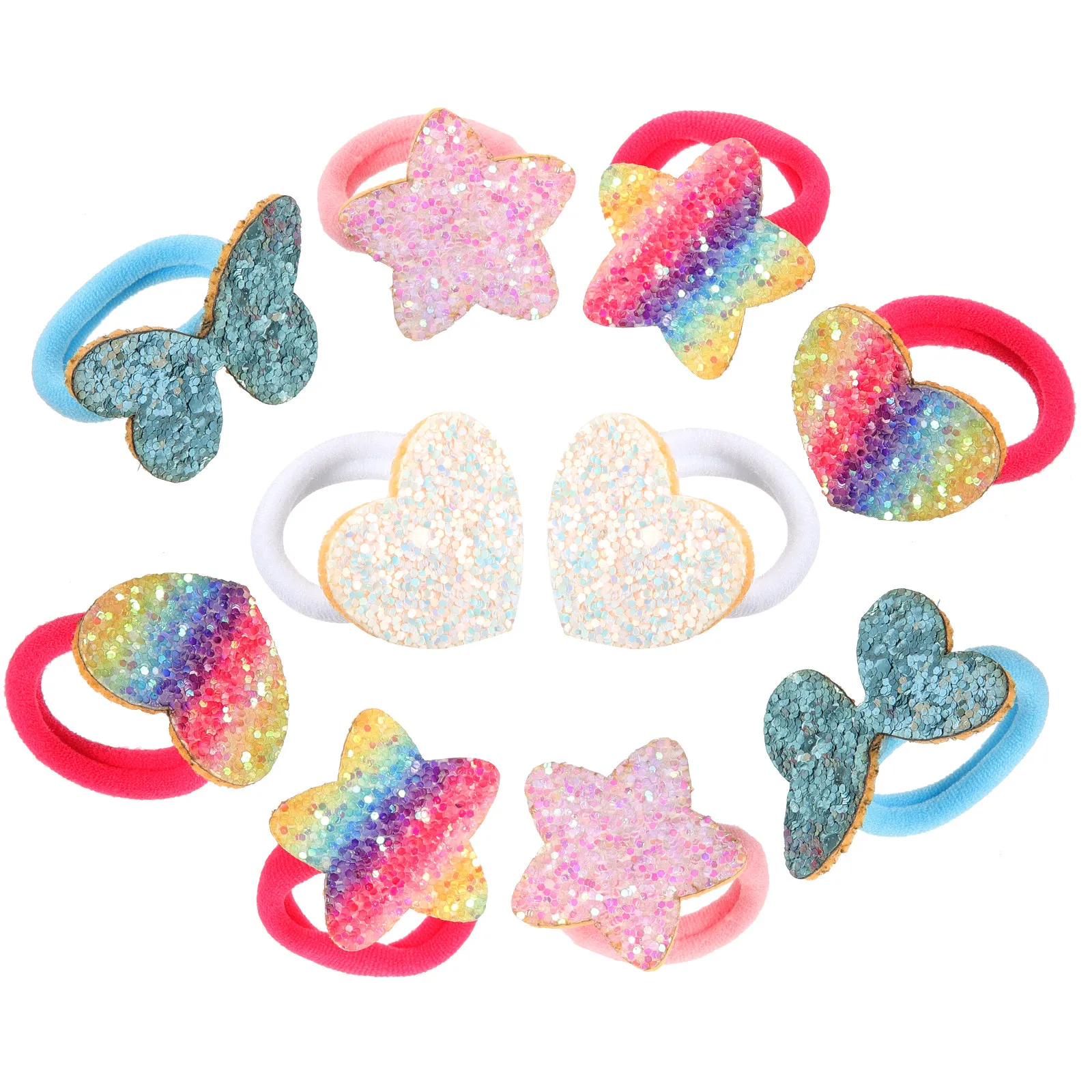 

5Pairs Glitter Sequin Hair Ties for High Elastic Ponytail Holders Cute Decorative Hair Ties for Parties Daily