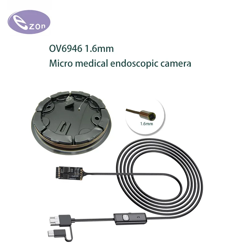 OV6946 1.6mm diameter FOV 120° 4LED miniature wide angle endoscope camera + decoder board