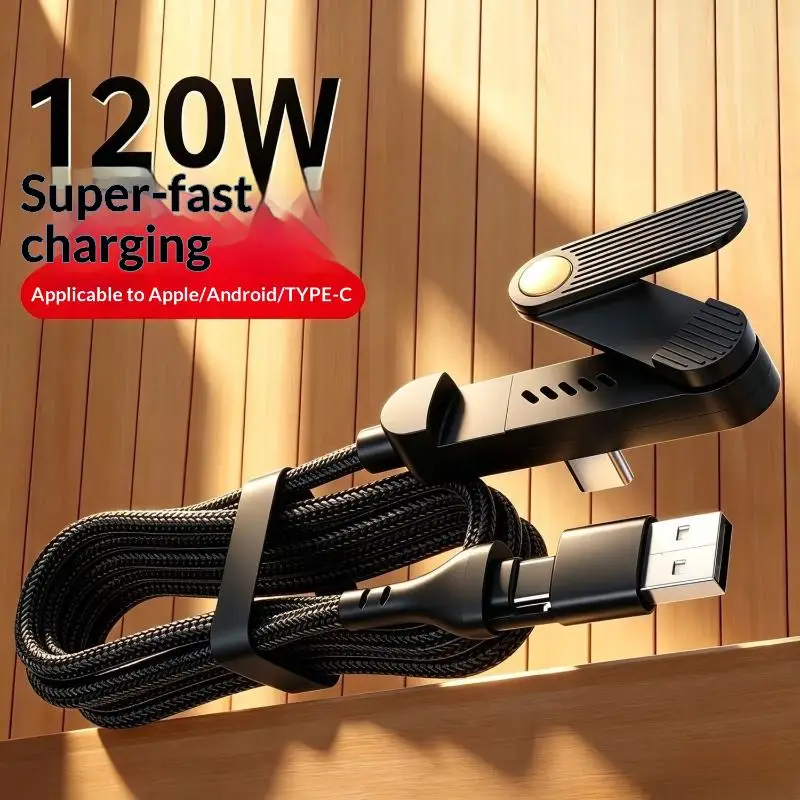 240W PD 2 In 1 Fast Charging Cable With Foldable Phone Holder Stand Ideal Gift for Friends Family Tech Lovers