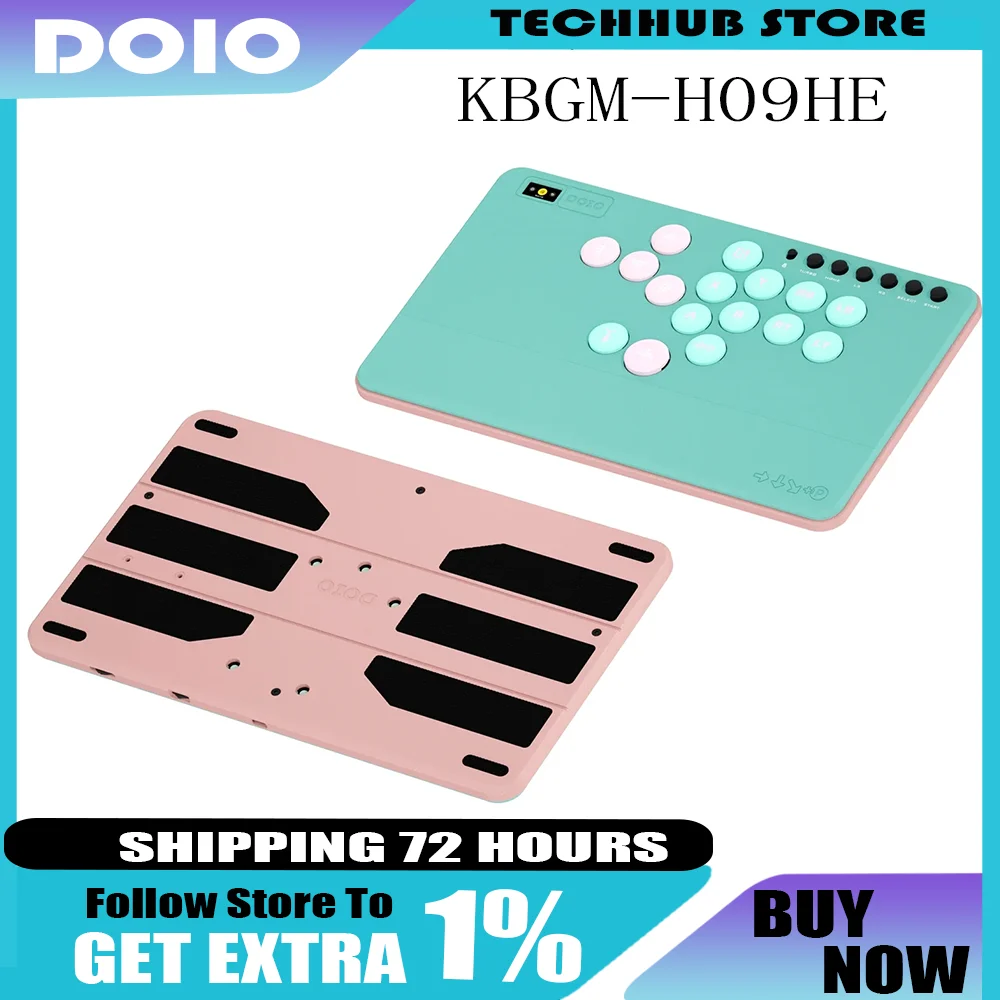 

DOIO HITBOX KBGM-H09HE Клавиатура с магнитным переключателем из алюминиевого сплава Новая эргономичная игровая клавиатура из ПБТ Поддержка PS4 PS5 Switch PC Steam