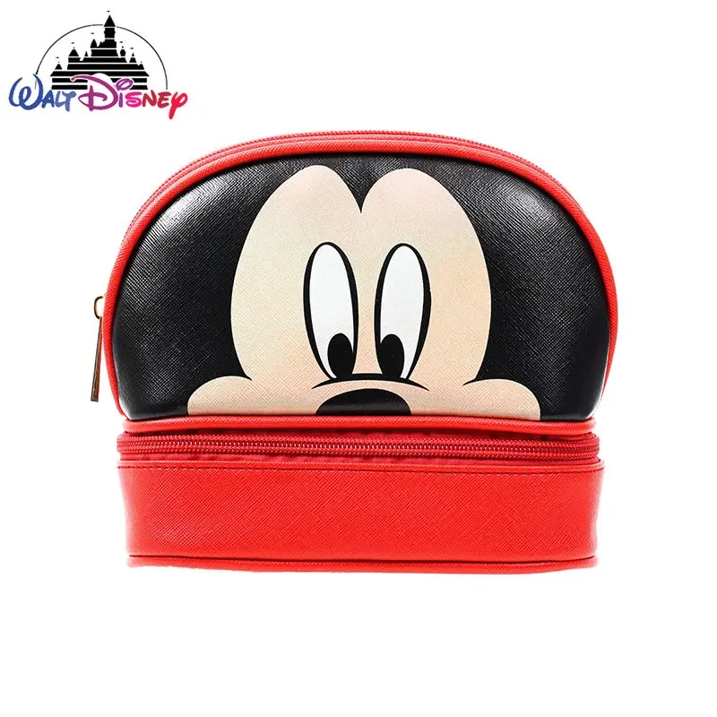 Disney novo saco de cosméticos marca de luxo original feminino saco de cosméticos 3d dos desenhos animados bonito armazenamento de viagem saco de cosméticos multifuncional