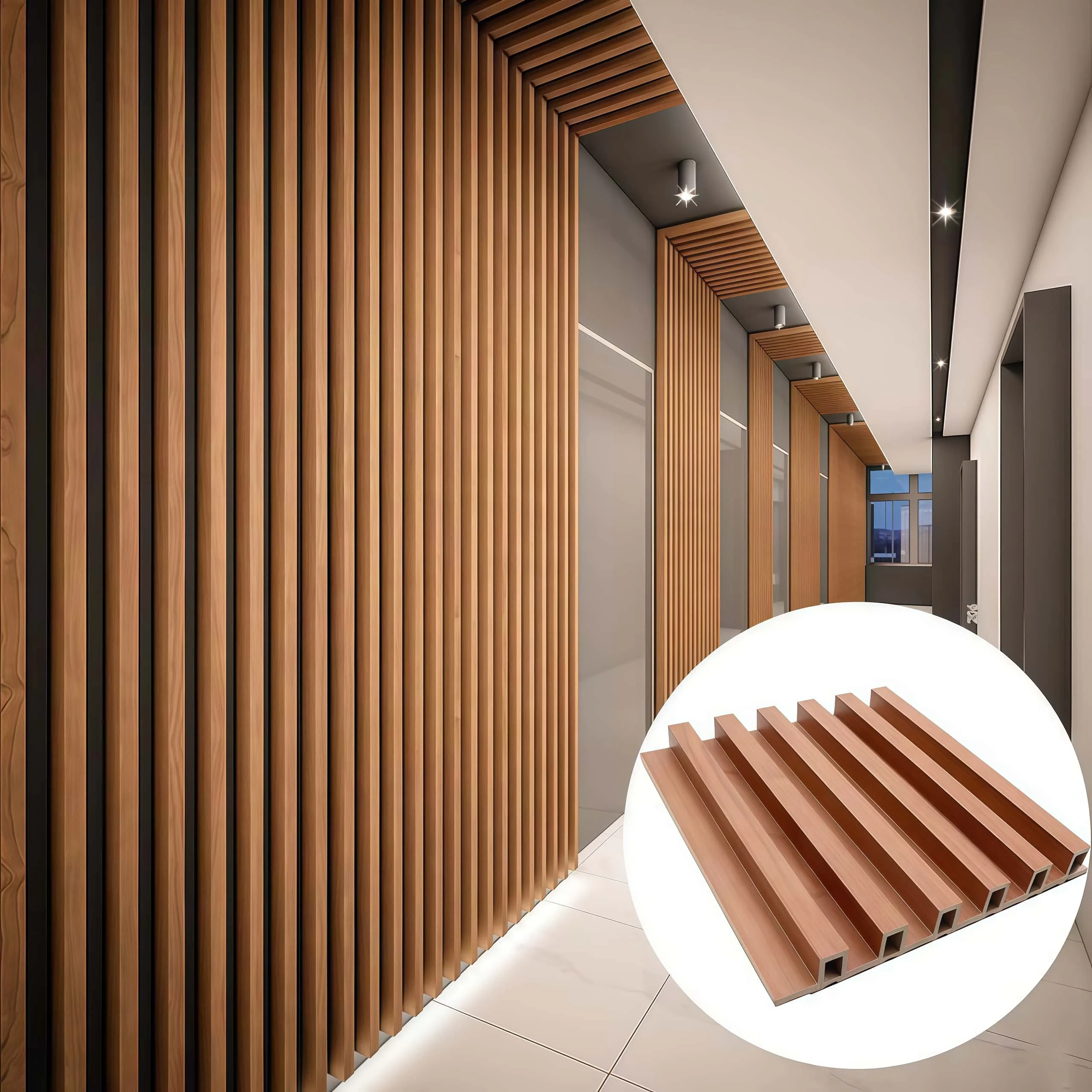 2026 Modern Eco-Friendly 3D Fluted Waterproof Exterior Cladding Fireproof WPC Wall Panel for Commerce Living Household Entertain