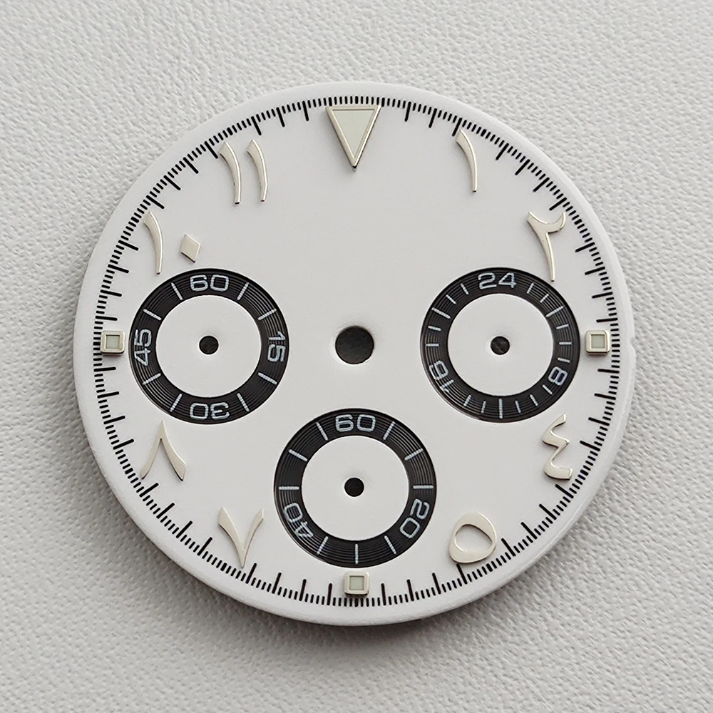 VK63 Dial 29mm Arabic numeral dial Watch Dial Quartz watch Black white dial band suitable for VK63 movement modified watch parts