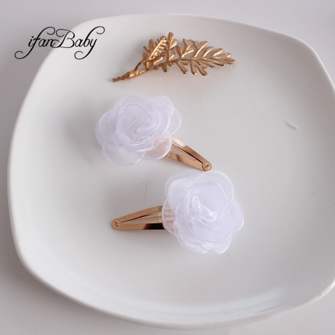 Fashion BB Hair Clips Tulle Rose Flower Pin Headwear For Baby Kids Girl Hair Accessories 2 PCS/SET