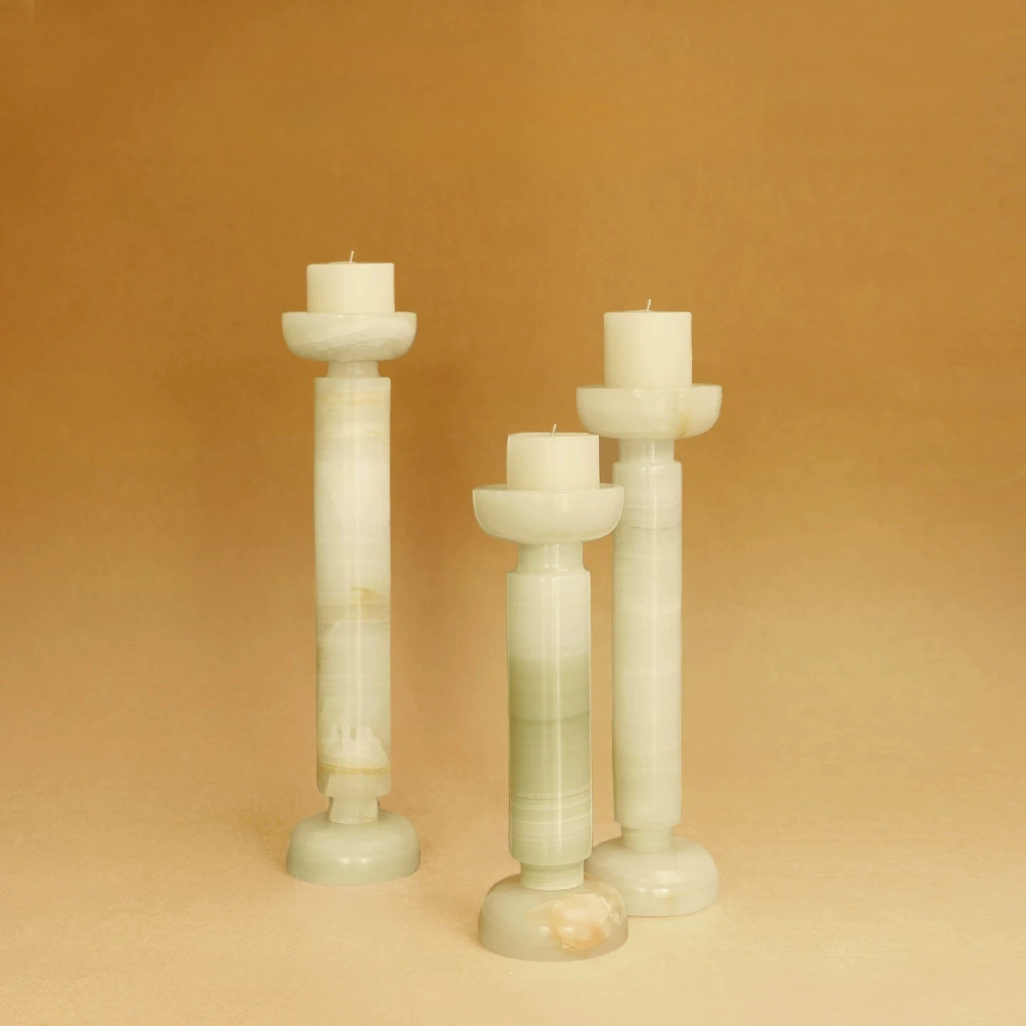 French Natural Marble Cylindrical Candleholder Atmospheric Living Room Entryway Showroom Luxurious Tabletop Decorative Ornament