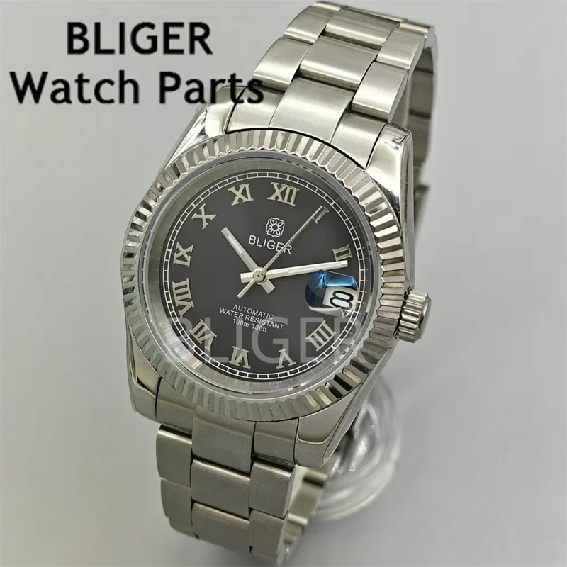 BLIGER 36mm/39mm White Pearl Sunburst Pink Blue Brown With Roman Index AR Coated sapphire glass NH35 Automatic Movement