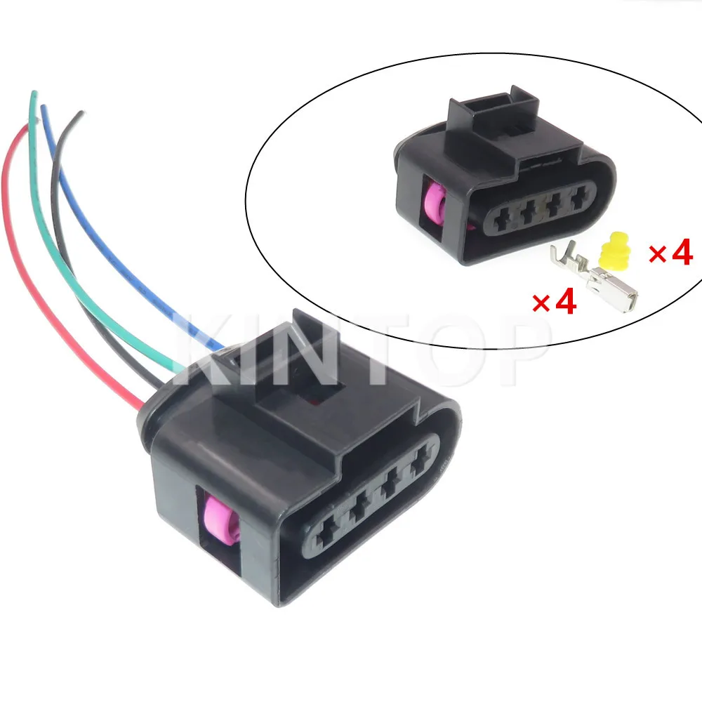 1 Conjunto de 4 Pinos 4B0973724 4B0 973 724 Soquete Automotivo à Prova d'Água para Montagem AC, Conector de Chicote de Cabos da Bobina de Ignição com Pinos para VW