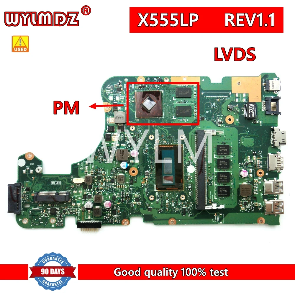 

X555LP LVDS 4GB RAM REV1.1 Motherboard For Asus X555LN NB X555LD LB LJ LF X555L A555L K555L F555L W519L Laptop Mainboard