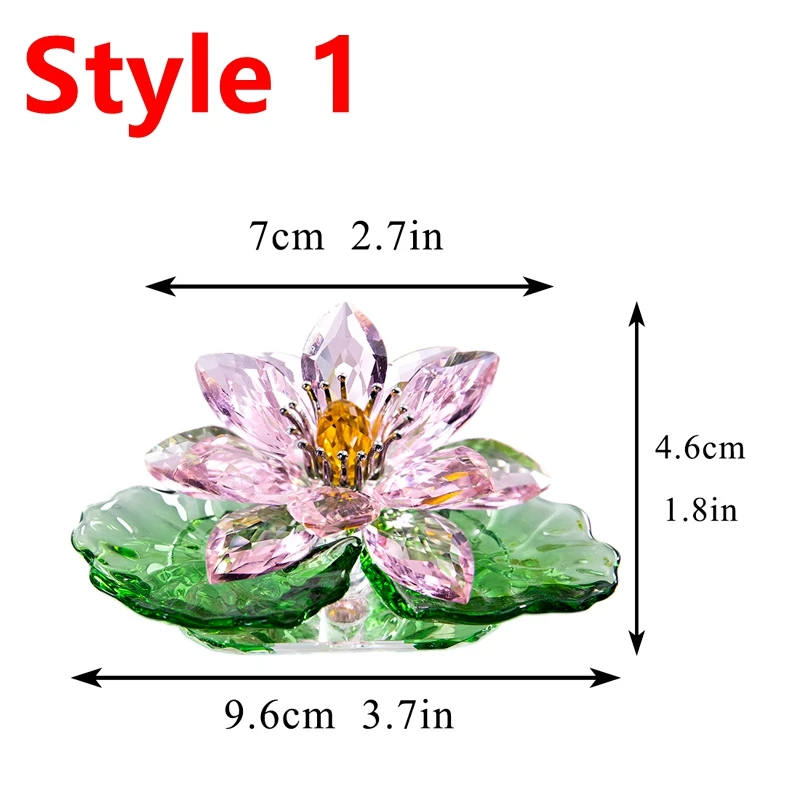 Pink Crystal Lotus Flower Figurine Glass Home Table Decor Ornaments Paperweight Art Collectible Gift Craft